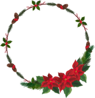 Christmas wreath illustration on transparent background. png