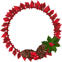 Christmas wreath illustration on transparent background. png