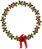 Christmas wreath illustration on transparent background. png