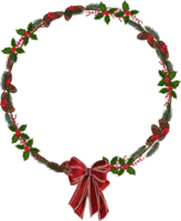 Christmas wreath illustration on transparent background. png