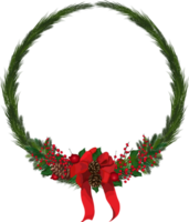 Christmas wreath illustration on transparent background. png