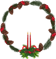 Christmas wreath illustration on transparent background. png