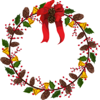 Christmas wreath illustration on transparent background. png