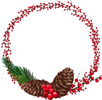 Christmas wreath illustration on transparent background. png