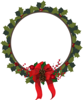 Christmas wreath illustration on transparent background. png