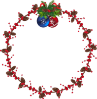 Christmas wreath illustration on transparent background. png