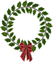 Christmas wreath illustration on transparent background. png