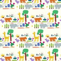 Cute hand drawn animals Seamless pattern. for fabric, print, textile and wallpaper vector