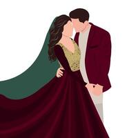 vector novia indio vestidos Boda ilustración incluso novia y novio para diferente funciones