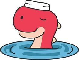 cute dinosaur with swimsuit float in water icon vector illustration design