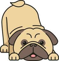 Cute pug dog isolated on white background. Vector illustration.