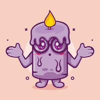 funny candle character mascot with confused pose isolated cartoon in flat style design vector