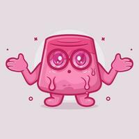 cute pudding cake character mascot with confused gesture isolated cartoon in flat style design vector