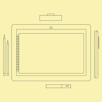 Drawing with a graphics tablet vector illustration of digital graphic drawing