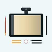 Drawing with a graphics tablet vector illustration of digital graphic drawing