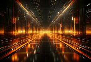 Ai Generative Yellow and red Neon illuminated futuristic backdrop realistic image- ultra hd- high design photo