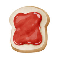 Watercolor illustration of toast with jam png