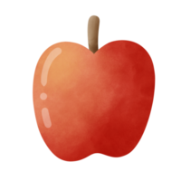 Autumn watercolor illustration of a red apple png