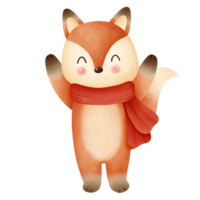 une peu Renard portant une rouge écharpe png