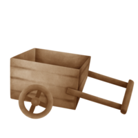 watercolor illustration of a wooden cart png