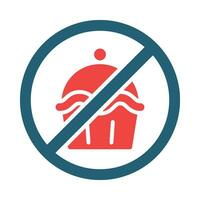No Sweets Vector Glyph Two Color Icon For Personal And Commercial Use.