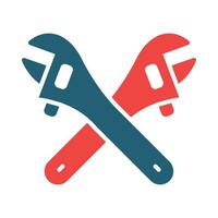 Cross Wrench Vector Glyph Two Color Icon For Personal And Commercial Use.