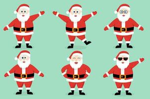 Collection of Santa Claus in various poses. vector