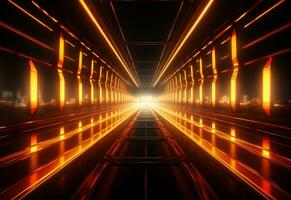 Ai Generative Yellow and red Neon illuminated futuristic backdrop realistic image- ultra hd- high design photo