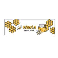 Banner of honeycomb and jar of honey, vector illustration