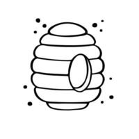 describir, línea colmena, casa para un abeja, vector ilustración