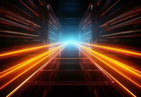 Ai Generative Yellow and red Neon illuminated futuristic backdrop realistic image- ultra hd- high design photo