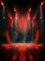 Ai Generative Backdrop Red Spotlights For Flyers, Banner and Backgrounds realistic image ultra hd high design photo