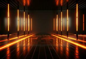 Ai Generative Yellow and red Neon illuminated futuristic backdrop realistic image- ultra hd- high design photo