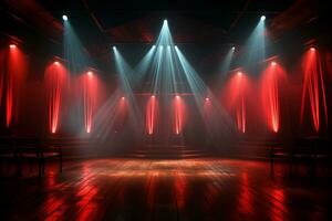 Ai Generaitve Backdrop With Illumination Of Red Spotlights For Flyers realistic image ultra hd high design photo