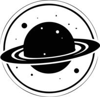 planet with rings logo in flat line art style vector