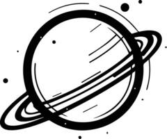 planet with rings logo in flat line art style vector