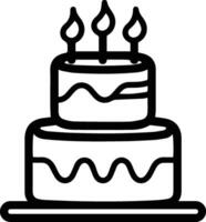 Birthday cake logo in flat line art style vector