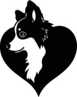 pets with hearts logo in animal clinic concept in flat line art style vector