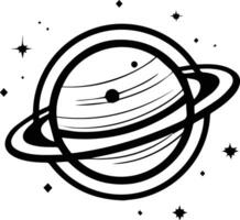 planet with rings logo in flat line art style vector