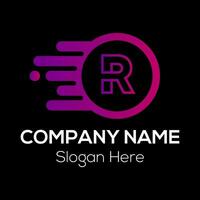 Fast Logo On Letter R Template. Fast Logo On R Letter, Initial Fast and Speed Sign Concept Template vector