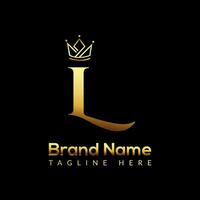 Crown Logo On Letter L Template. Crown Logo On L Letter, Initial Crown Sign Concept Template vector