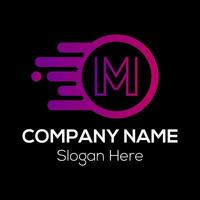 Fast Logo On Letter M Template. Fast Logo On M Letter, Initial Fast and Speed Sign Concept Template vector