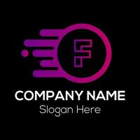 Fast Logo On Letter F Template. Fast Logo On F Letter, Initial Fast and Speed Sign Concept Template vector