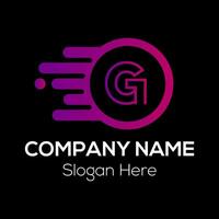 Fast Logo On Letter G Template. Fast Logo On G Letter, Initial Fast and Speed Sign Concept Template vector