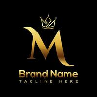 Crown Logo On Letter M Template. Crown Logo On M Letter, Initial Crown Sign Concept Template vector