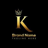 Crown Logo On Letter K Template. Crown Logo On K Letter, Initial Crown Sign Concept Template vector
