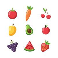 Vector flat delicious fruit collection on white