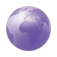 Vector vector world globe map. north america centered map. purple planet sphere icon