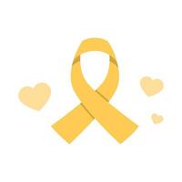 Vector yellow ribbon symbol of breast cancer disease vector illustration isolated on background