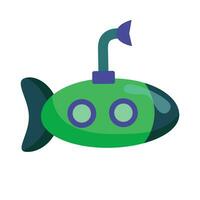 Vector submarine cartoon on white background